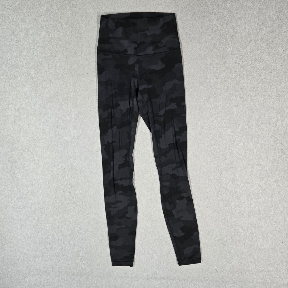 Lululemon Women Activewear Pants 2 Black Camouflage Align Legging 28" Inseam